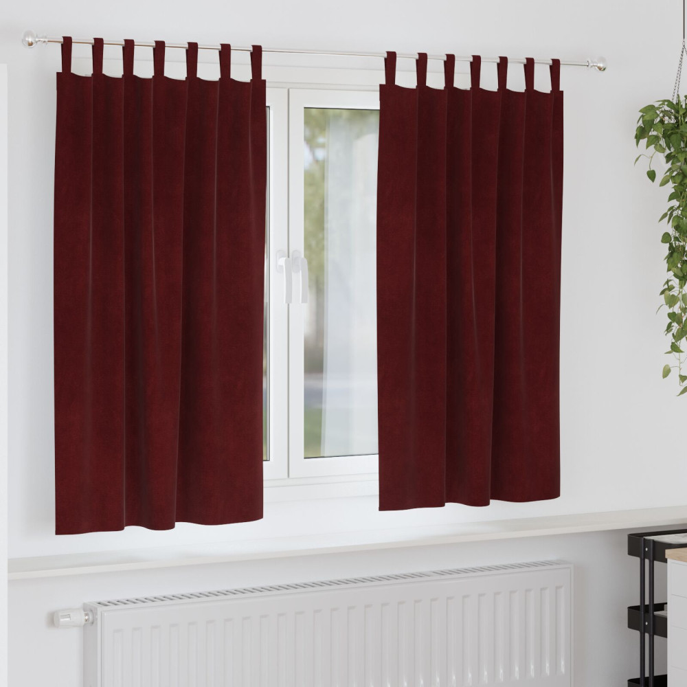 Produktbild för Mörkläggningsgardiner 2 pcs Vinröd 140 x 175 cm Sammet