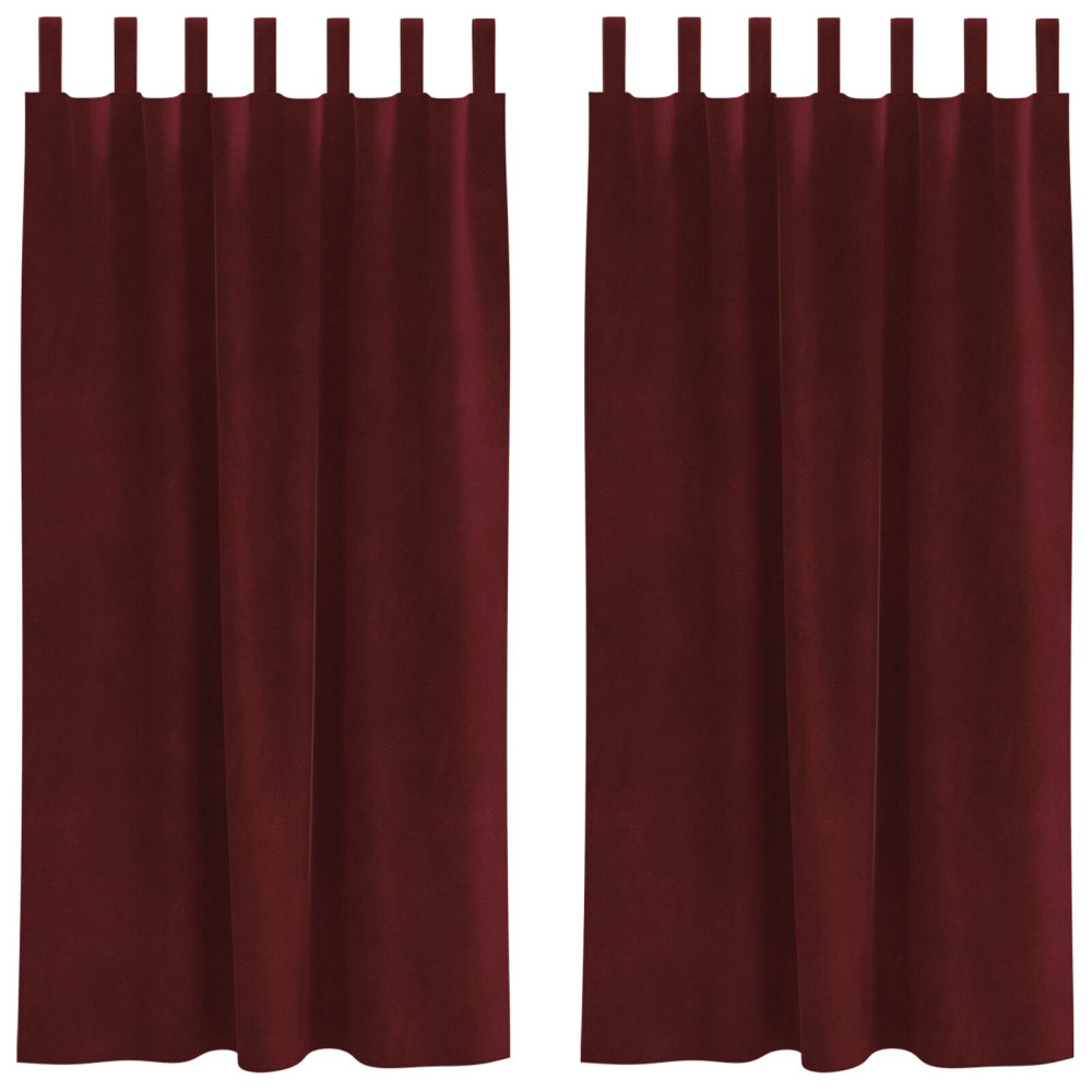 Produktbild för Mörkläggningsgardiner 2 pcs Vinröd 140 x 175 cm Sammet