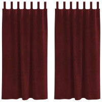 Produktbild för Mörkläggningsgardiner 2 pcs Vinröd 140 x 175 cm Sammet