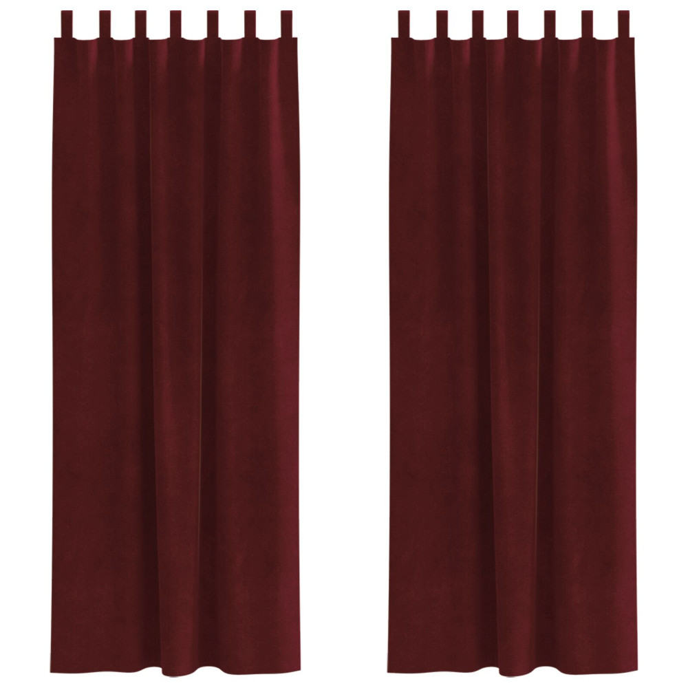 Produktbild för Mörkläggningsgardiner 2 pcs Vinröd 140 x 225 cm Sammet