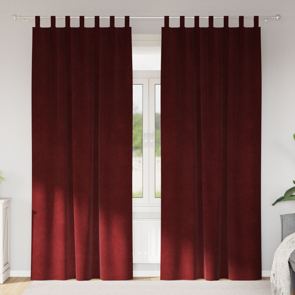 Produktbild för Mörkläggningsgardiner 2 pcs Vinröd 140 x 260 cm Sammet