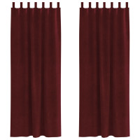 Produktbild för Mörkläggningsgardiner 2 pcs Vinröd 140 x 260 cm Sammet