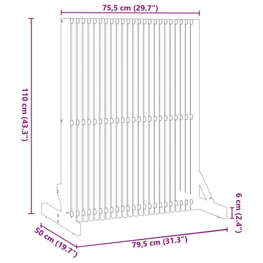 Produktbild för Avskärmningsskärm Brun 79,5 x 50 x 110 cm Massivt Akaciaträ