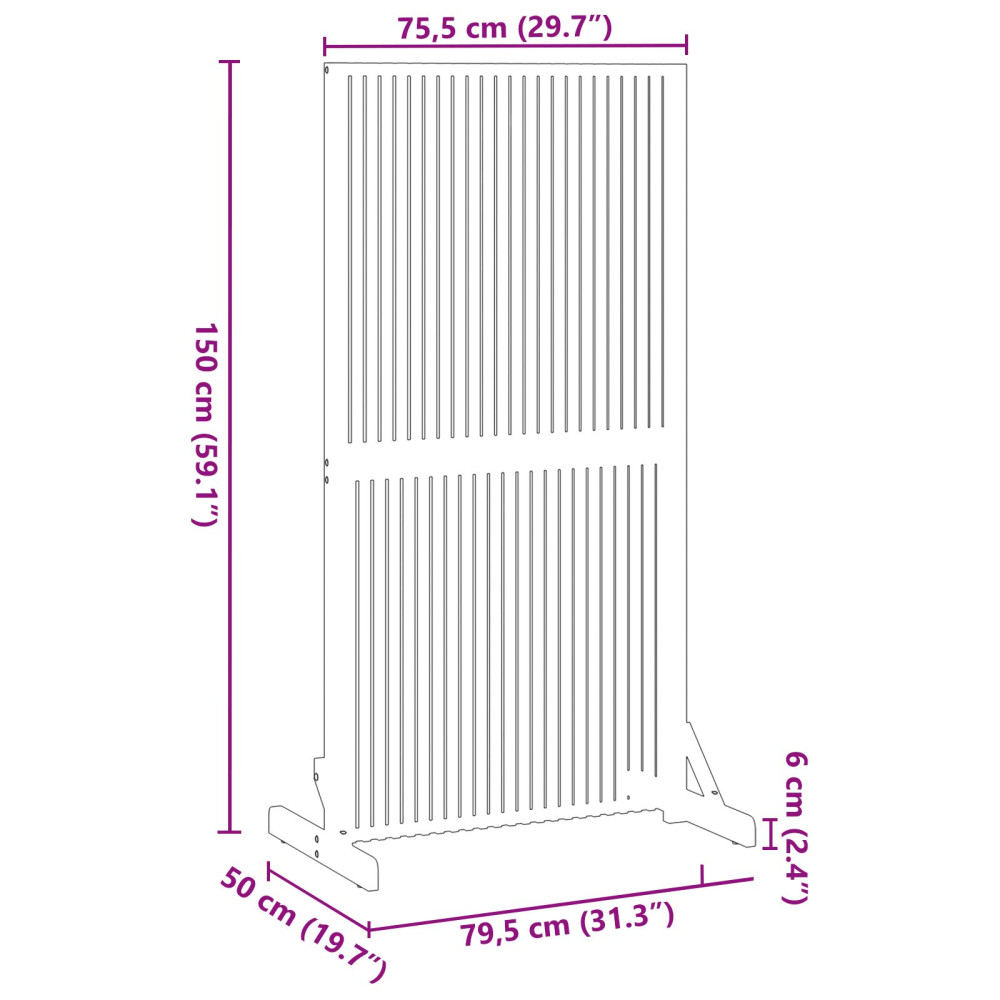 Produktbild för Avskärmningsskärm Brun 79,5 x 50 x 150 cm Massivt Akaciaträ