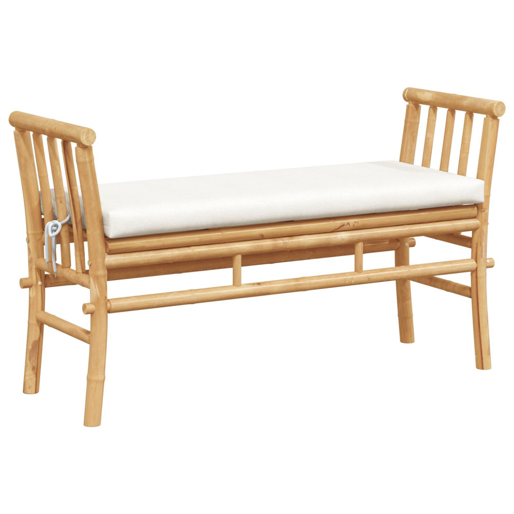 Produktbild för Trädgårdsbänk med kudde Brun 110 x 38 x 65cm Bambu