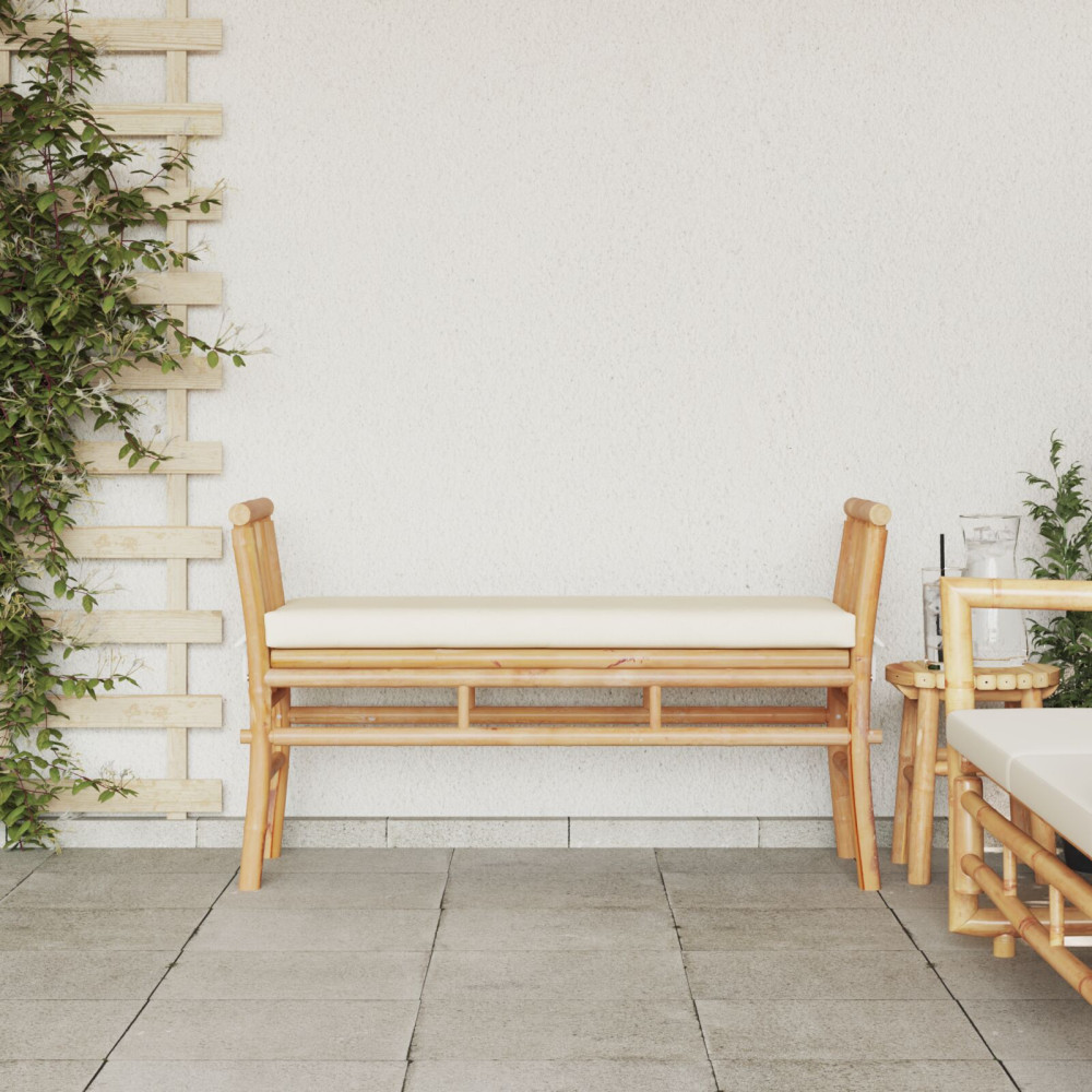 Produktbild för Trädgårdsbänk med kudde Brun 110 x 38 x 65cm Bambu