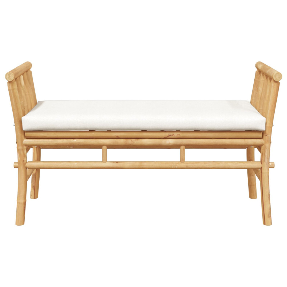 Produktbild för Trädgårdsbänk med kudde Brun 110 x 38 x 65cm Bambu