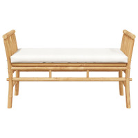Produktbild för Trädgårdsbänk med kudde Brun 110 x 38 x 65cm Bambu