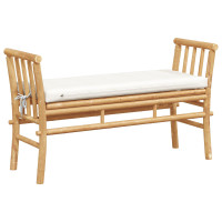 Produktbild för Trädgårdsbänk med kudde Brun 110 x 38 x 65cm Bambu