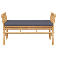 Produktbild för Trädgårdsbänk med kudde Brun 110 x 38 x 65cm Bambu