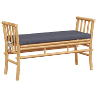 Produktbild för Trädgårdsbänk med kudde Brun 110 x 38 x 65cm Bambu