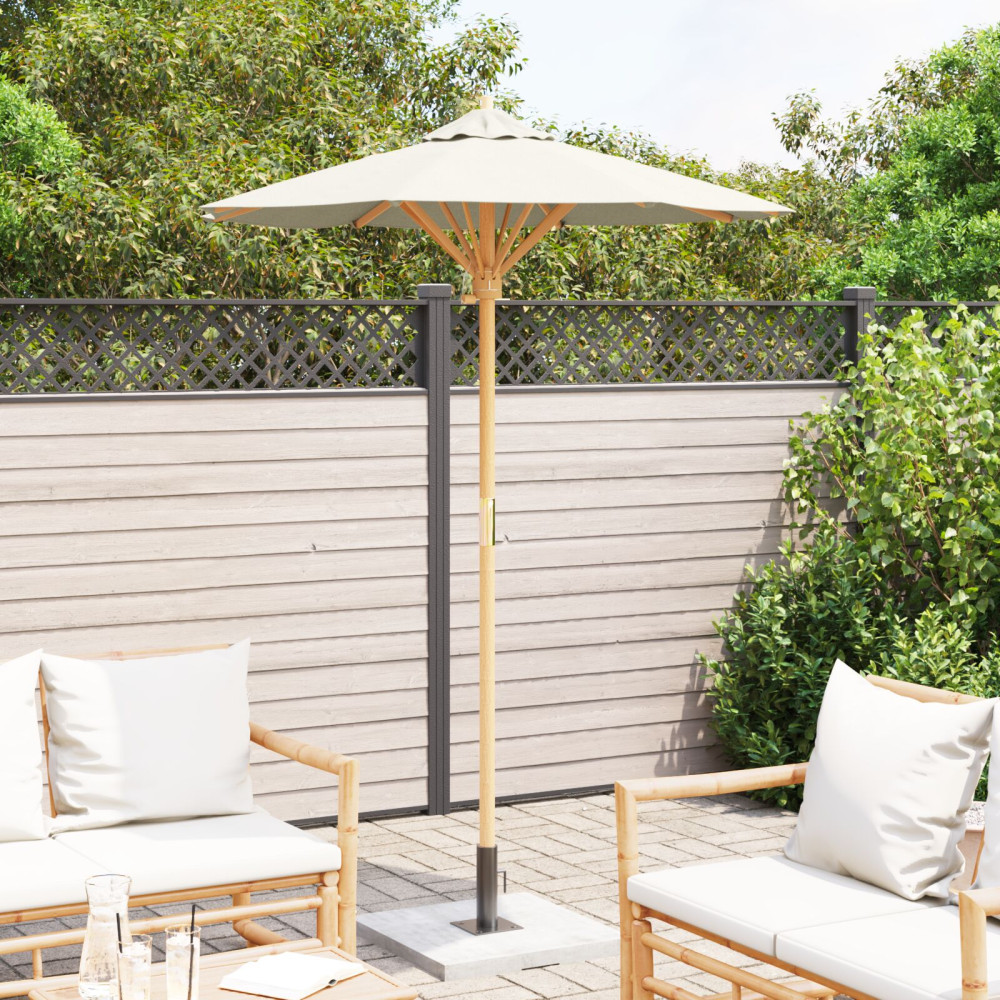 Produktbild för Trädgårdsparasol Krämvit Ø 150 x 210 cm Bambu