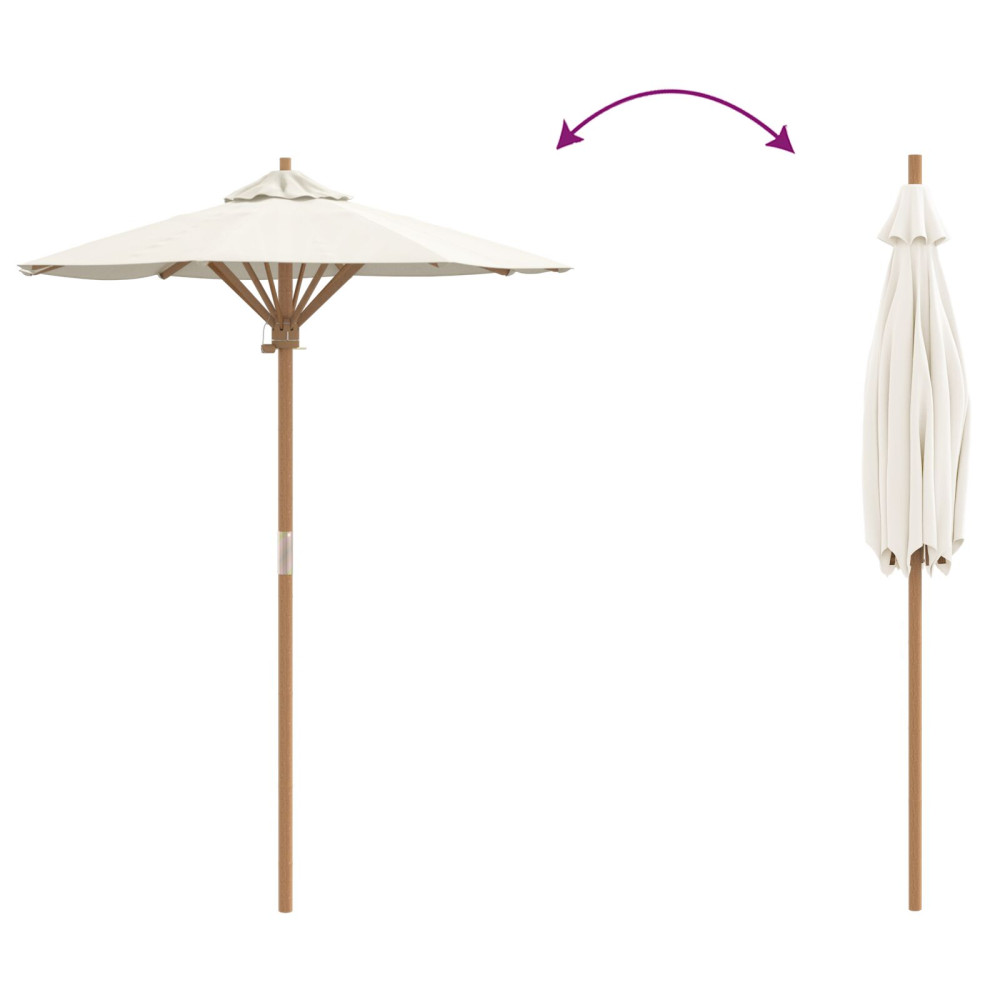 Produktbild för Trädgårdsparasol Krämvit Ø 150 x 210 cm Bambu