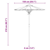 Produktbild för Trädgårdsparasol Krämvit Ø 150 x 210 cm Bambu