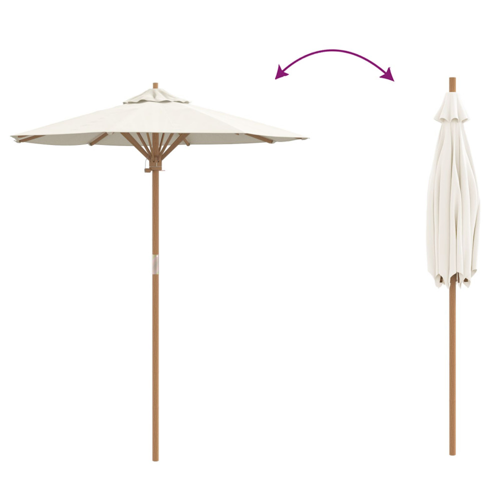 Produktbild för Trädgårdsparasol Krämvit Ø 180 x 230 cm Bambu