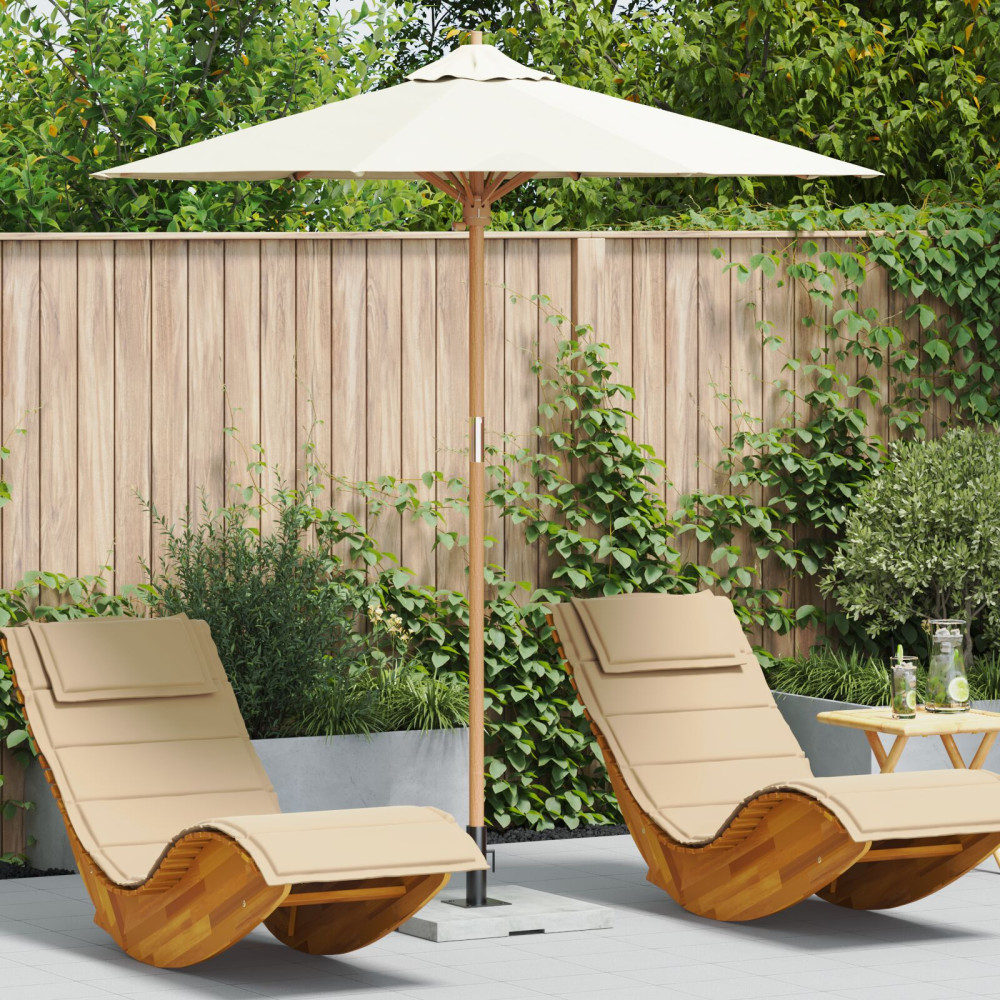 Produktbild för Trädgårdsparasol Krämvit Ø 217 x 230 cm Bambu