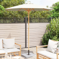 Produktbild för Trädgårdsparasol Krämvit Ø 217 x 230 cm Bambu