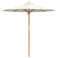 Produktbild för Trädgårdsparasol Krämvit Ø 217 x 230 cm Bambu