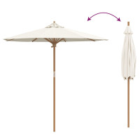Produktbild för Trädgårdsparasol Krämvit Ø 217 x 230 cm Bambu
