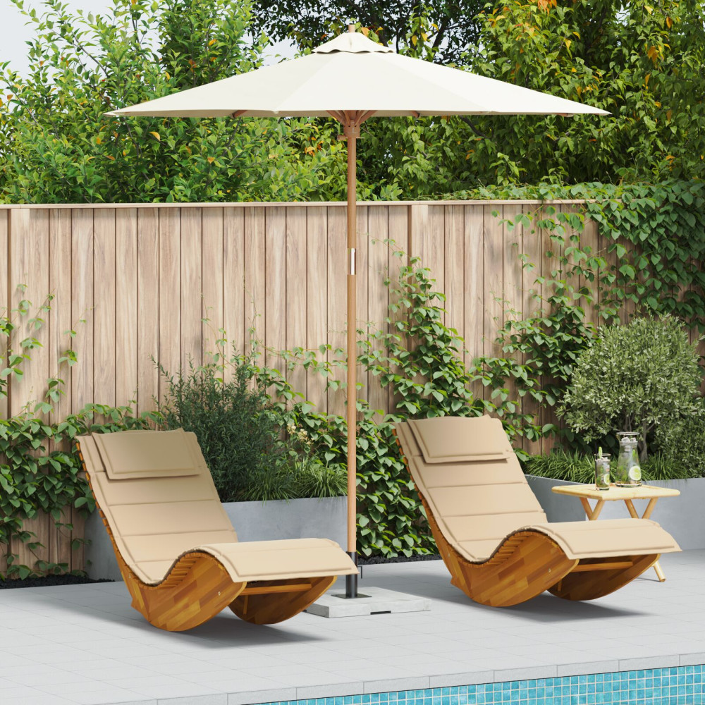 Produktbild för Trädgårdsparasol Krämvit Ø 240 x 260 cm Bambu