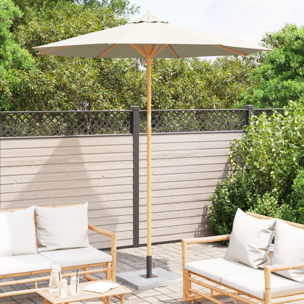 Produktbild för Trädgårdsparasol Krämvit Ø 240 x 260 cm Bambu