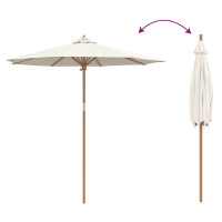 Produktbild för Trädgårdsparasol Krämvit Ø 240 x 260 cm Bambu