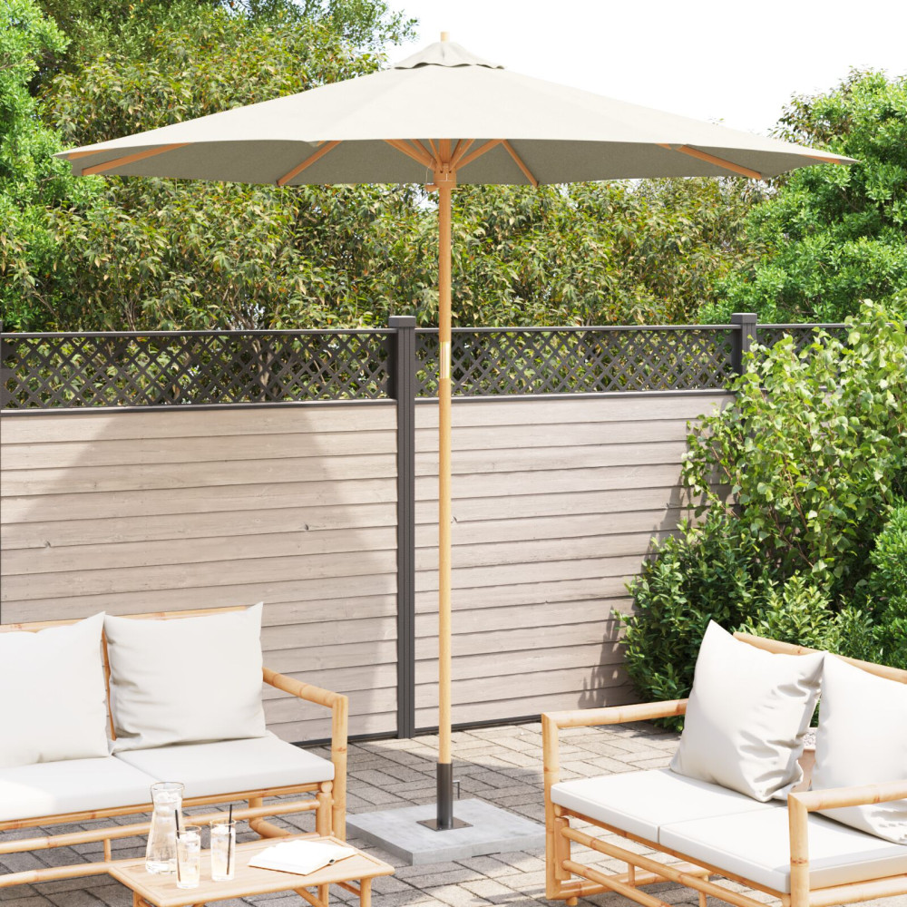 Produktbild för Trädgårdsparasol Krämvit Ø 270 x 260 cm Bambu