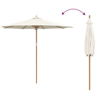Produktbild för Trädgårdsparasol Krämvit Ø 270 x 260 cm Bambu