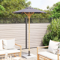 Produktbild för Trädgårdsparasol Mörkgrå Ø 150 x 210 cm Bambu