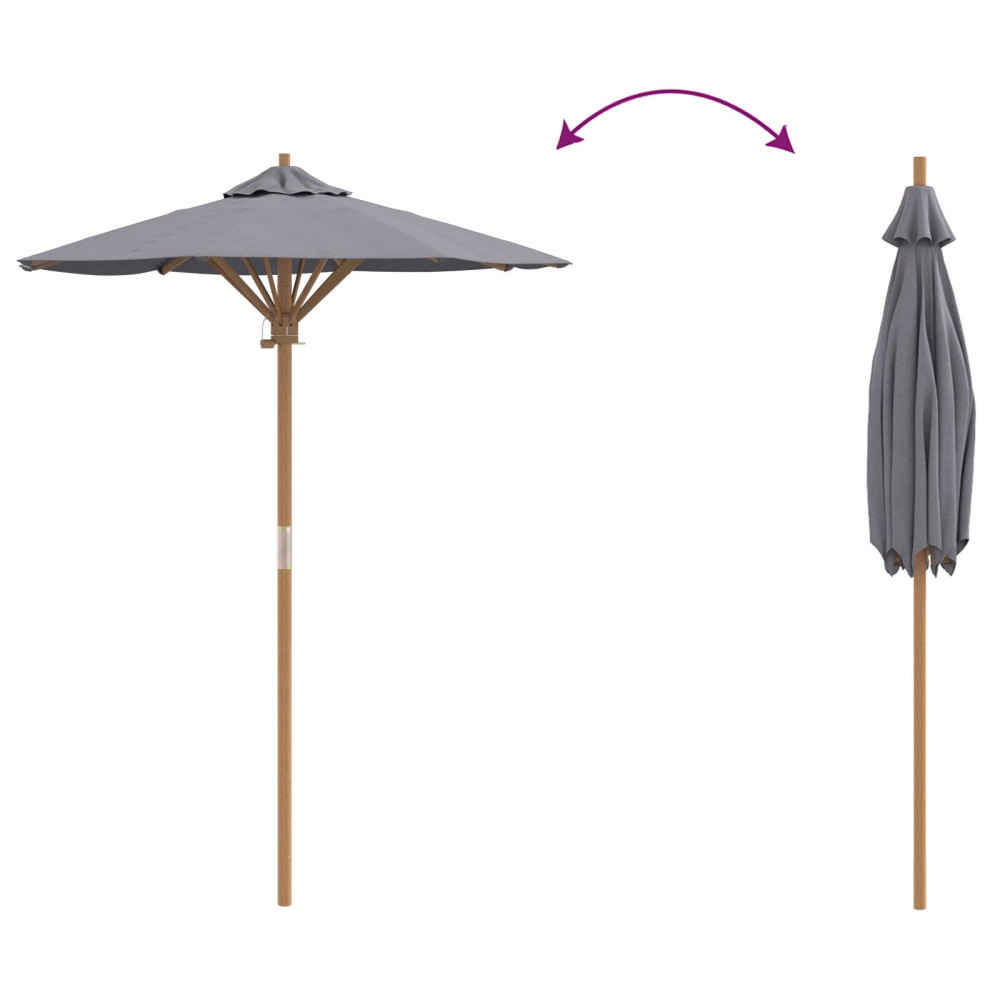 Produktbild för Trädgårdsparasol Mörkgrå Ø 150 x 210 cm Bambu