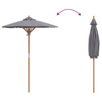 Produktbild för Trädgårdsparasol Mörkgrå Ø 150 x 210 cm Bambu
