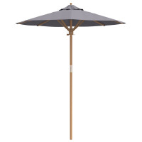 Produktbild för Trädgårdsparasol Mörkgrå Ø 180 x 230 cm Bambu
