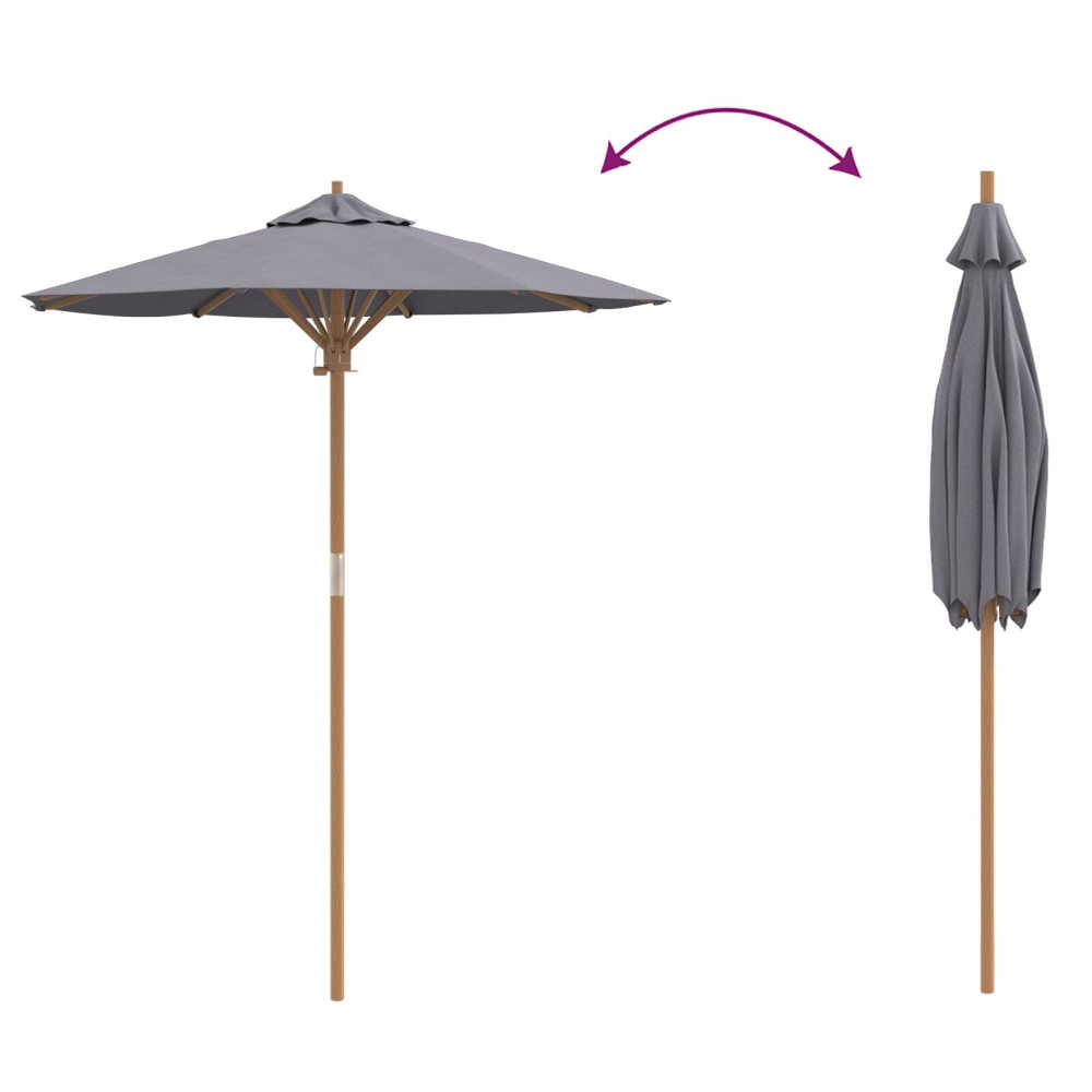 Produktbild för Trädgårdsparasol Mörkgrå Ø 180 x 230 cm Bambu