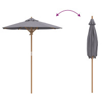 Produktbild för Trädgårdsparasol Mörkgrå Ø 180 x 230 cm Bambu