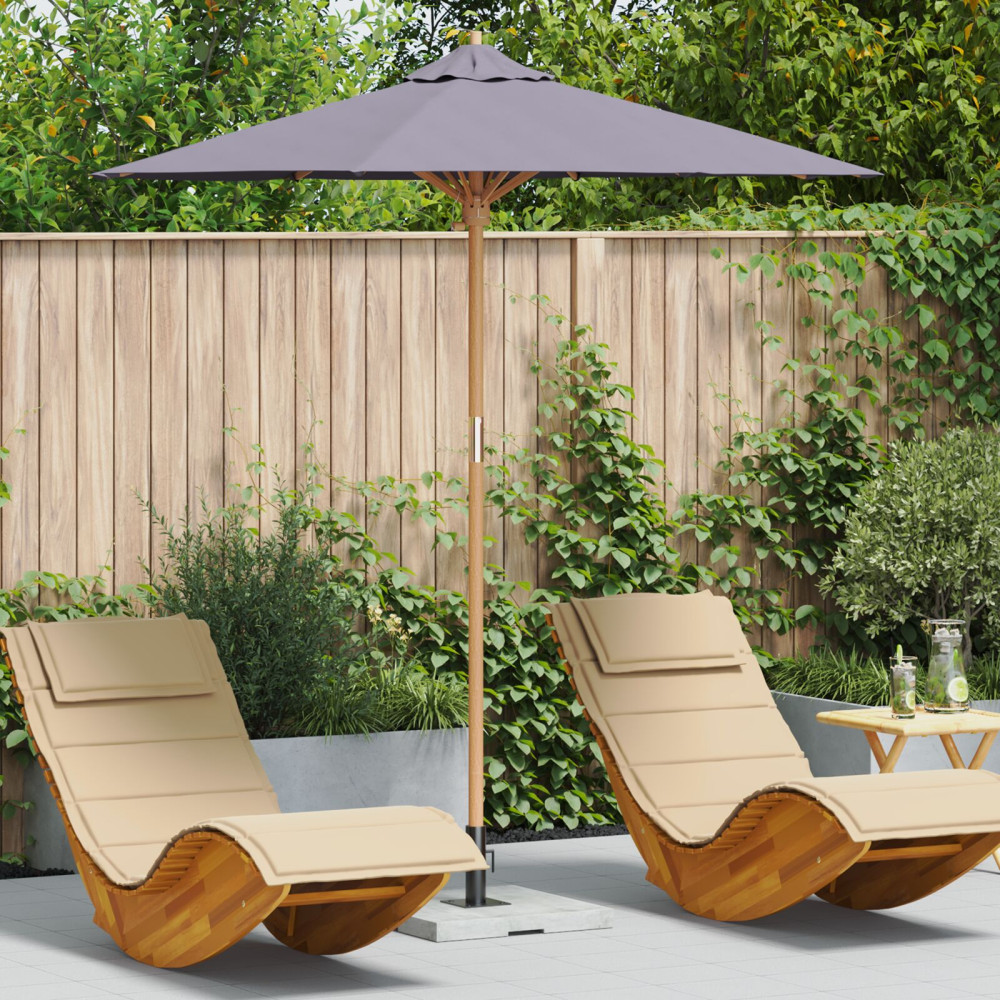 Produktbild för Trädgårdsparasol Mörkgrå Ø 217 x 230 cm Bambu