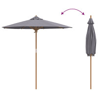 Produktbild för Trädgårdsparasol Mörkgrå Ø 217 x 230 cm Bambu