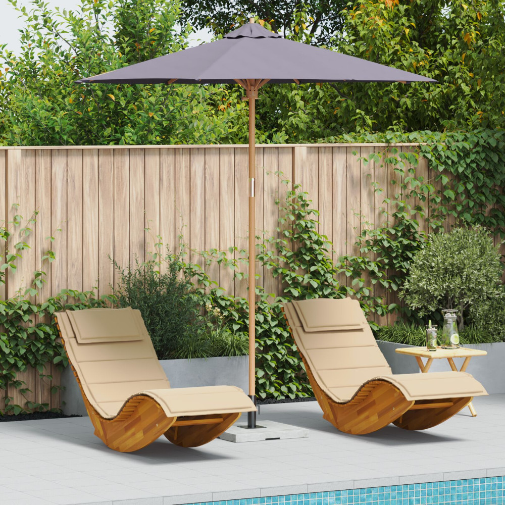 Produktbild för Trädgårdsparasol Mörkgrå Ø 240 x 260 cm Bambu