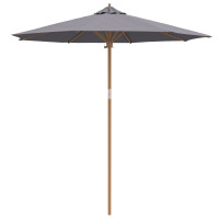 Produktbild för Trädgårdsparasol Mörkgrå Ø 240 x 260 cm Bambu