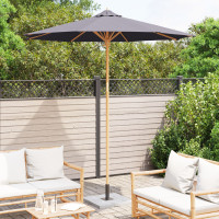 Produktbild för Trädgårdsparasol Mörkgrå Ø 240 x 260 cm Bambu