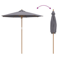 Produktbild för Trädgårdsparasol Mörkgrå Ø 240 x 260 cm Bambu