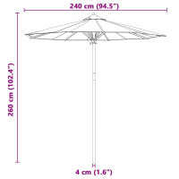 Produktbild för Trädgårdsparasol Mörkgrå Ø 240 x 260 cm Bambu