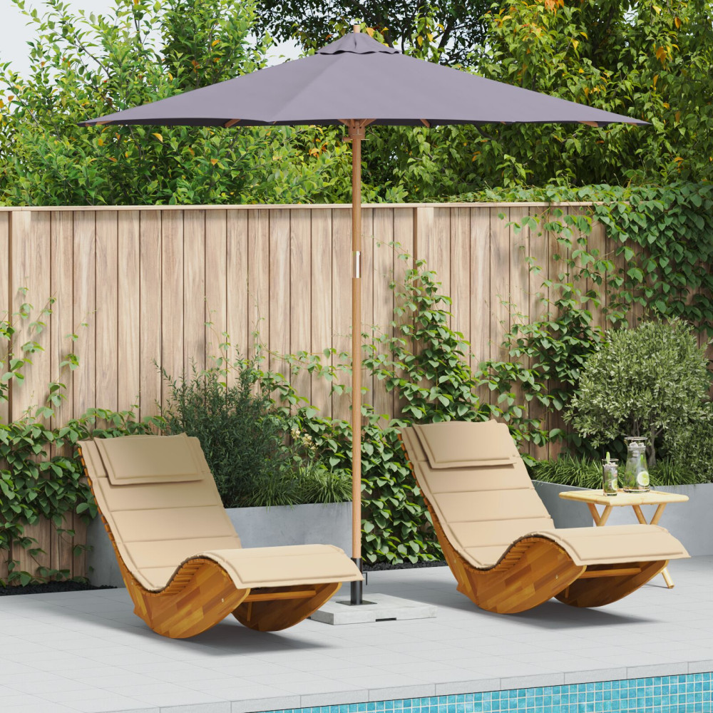 Produktbild för Trädgårdsparasol Mörkgrå Ø 270 x 260 cm Bambu