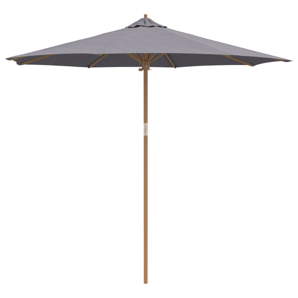 Produktbild för Trädgårdsparasol Mörkgrå Ø 270 x 260 cm Bambu