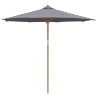 Produktbild för Trädgårdsparasol Mörkgrå Ø 270 x 260 cm Bambu