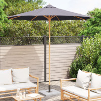 Produktbild för Trädgårdsparasol Mörkgrå Ø 270 x 260 cm Bambu