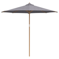Produktbild för Trädgårdsparasol Mörkgrå Ø 270 x 260 cm Bambu