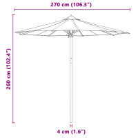 Produktbild för Trädgårdsparasol Mörkgrå Ø 270 x 260 cm Bambu