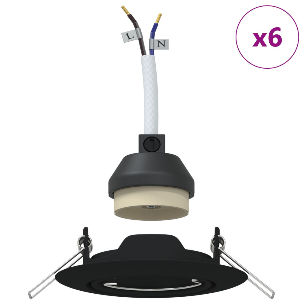 Produktbild för Spotlight 6 pcs Svart 9 x 9 x 2.5 cm Metall