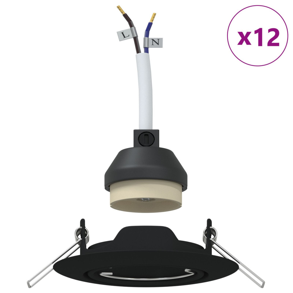 Produktbild för Spotlight 12 pcs Svart 9 x 9 x 2.5 cm Metall