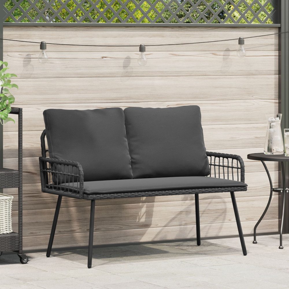 Produktbild för Trädgårdsbänk med kudde Antracit 114 x 64 x 90cm Stål